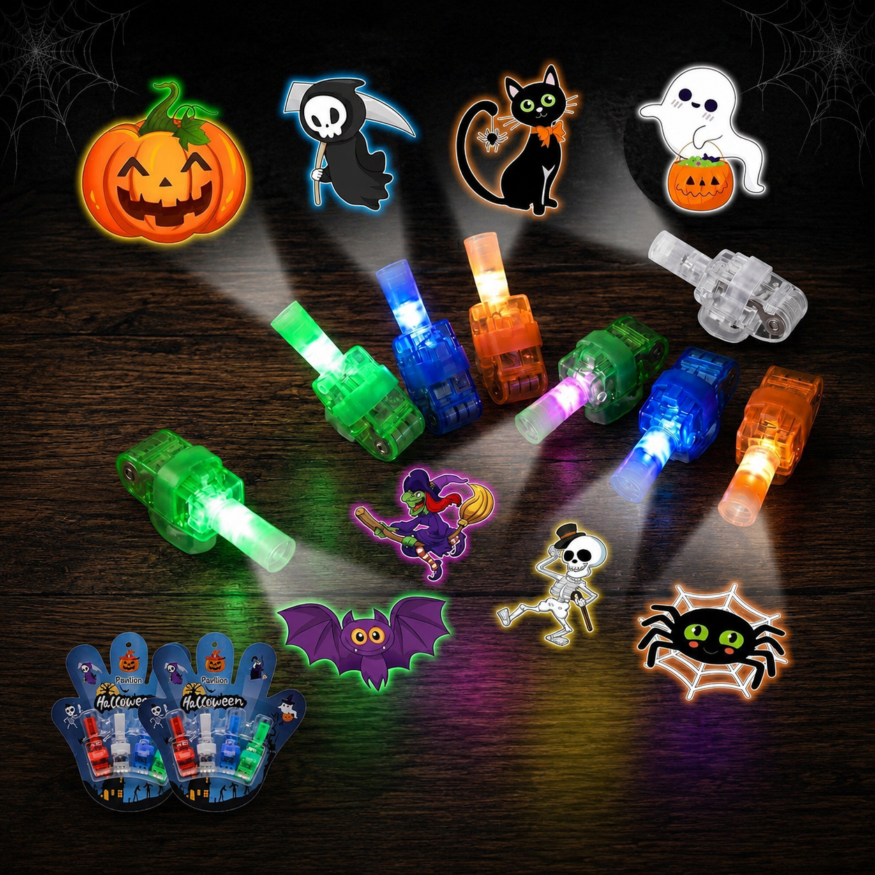 SpookyBeam™ Halloween Finger Projector Rings