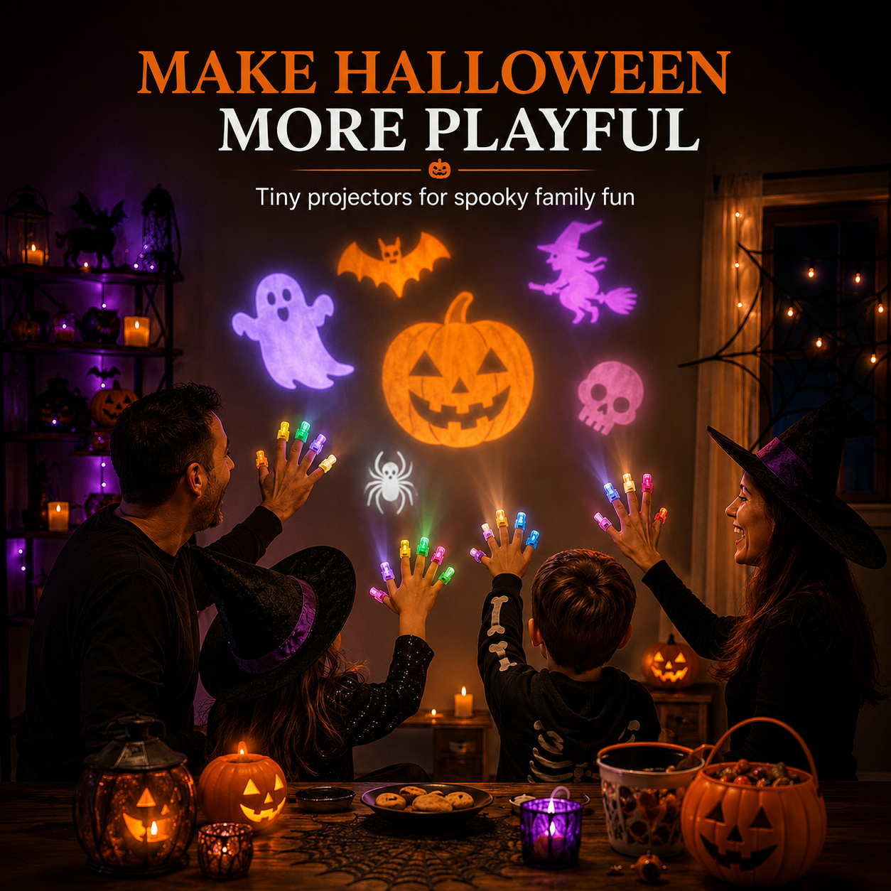 SpookyBeam™ Halloween Finger Projector Rings